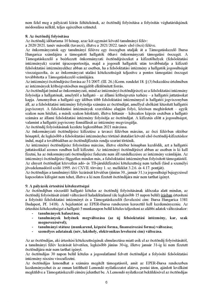 A típusú pályázati kiírás honlap Oldal 6